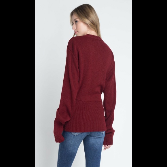 Women's Long Sleeve Pullover Sweater Criss Cross - Picture 2 of 4